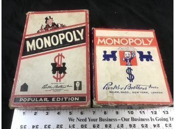 2 Vintage Monopoly Games, Missing Playing Boards, , Unknown If All Pieces Are Present
