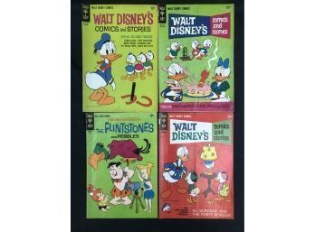 4 Gold Key 1960s Comic Books, Walt Disneys, Flintstones, See Pics