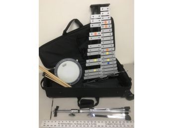 Pearl 32 Note Glockenspiel Bell Kit Student Educational Percussion Kit With Tunable Practice Pad, Rolling Bag