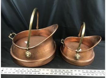 2 Large Copper Pots With Handles, Interlude Home Inc., Made In India