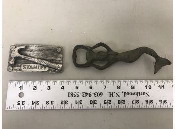 Stanley Tools Metal Belt Buckle And Metal Mermaid Bottle Opener