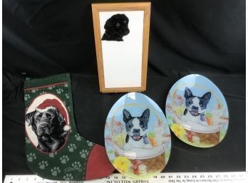 Glass Dog Plates, Dog Stocking, Hanging Key Holder