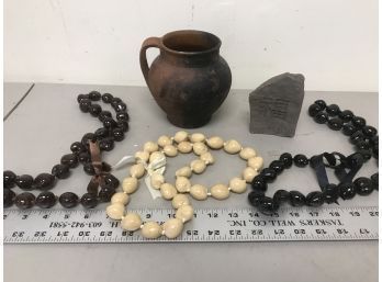 3 Pod Necklaces, Small Wealth Rock, Clay Pot