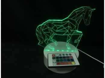 LED Illuminated Horse Color Changing Light With Remote Control, Tested And Works