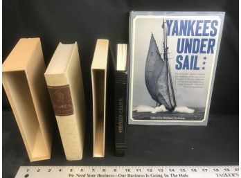 3 Books, Yankees Under Sail 1968, Emma 1964, The Red Badge Of Courage 1968 With Bullet Hole