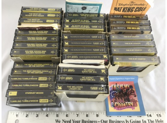 Readers Digest Lot Of Music Cassettes, Golden Favorites, Americas Best, Country, Nat King Cole