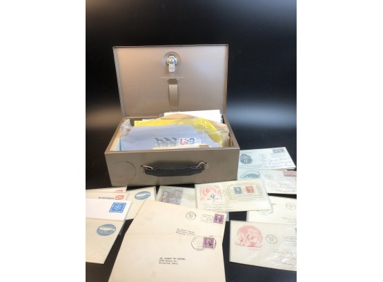 First Day Covers And Assorted Postage Stamps In Strongbox