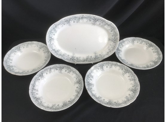 Gromer Waterloo Potteries, Four Bowls And Serving Dish, England