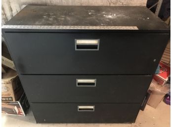 Very Large And Heavy Three Drawer Filing Cabinet, 46 Inches Long By 22 Inches Deep By 46 Tall