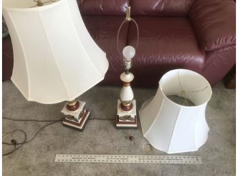 Pair Of Ceramic Lamps 36 Inches Tall