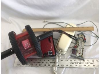 Miscellaneous Lot, Bally Total Fitness Exercise  Wheel, Telephone, Radio, Thermometer