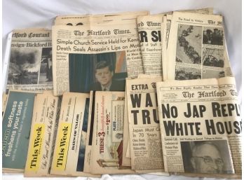 Lot Of Newspapers From The 1940s - 1980s, JFK, Wor