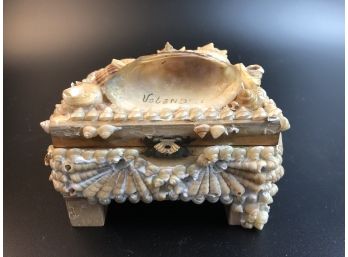Shell Covered Jewelry Box Souvenir From Volendam Netherlands