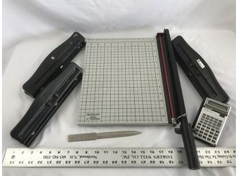Paper Trimmer, 3 Hole  Punches, Letter Opener Calculator