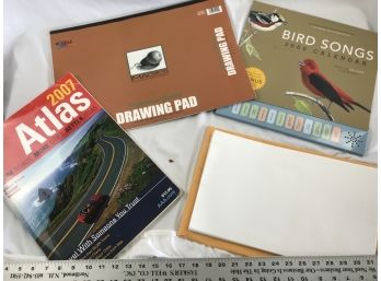 Drawing Pad, Atlas, Legal Size Paper, Birdsongs Calendar