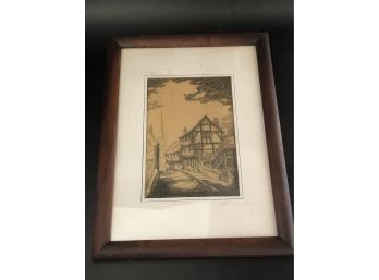 Framed Etching Pencil Signed Joseph Armstrong