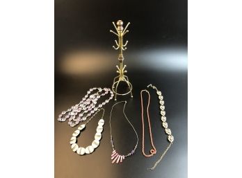 Necklace Holder And 5 Necklaces