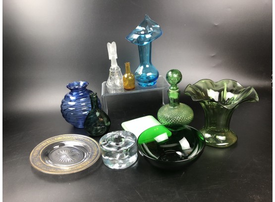 Assorted Glass Items, Including Jack In The Pulpit Vase