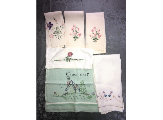 Vintage Kitchen Embroidered Hand Towels- Some Damn