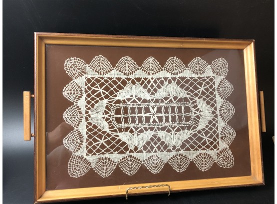 Serving Tray With Print Of Hand Tatted Item