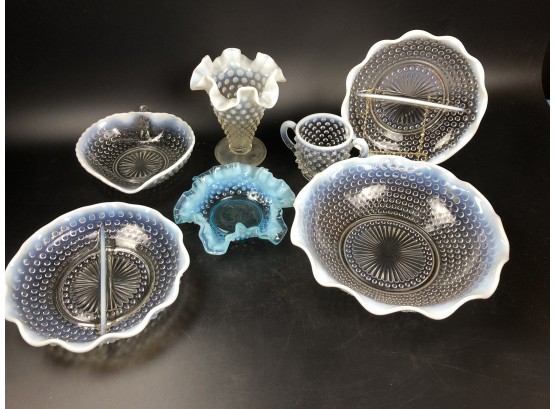Group Of Opalescent Hobnail/moonstone Glassware