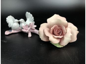 Italian Decorative Items- Capodimonte Rose, Doves