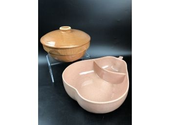Ceramic Pear Shaped Divided Centerpiece Bowl And Covered Baking Dish