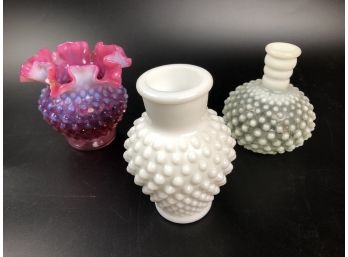 Three  Hobnail Vases