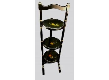 3 Tiered Tole Painted Folding Wood Table