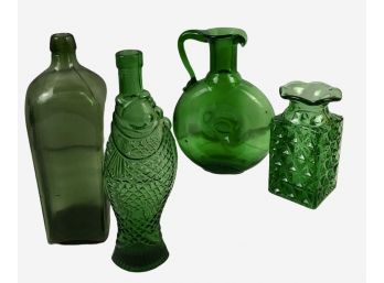 Green Glass Bottle Lot