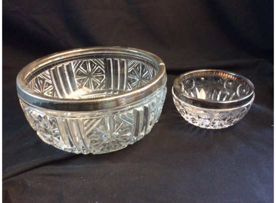 Glass Bowls With English Silver Plate Rims