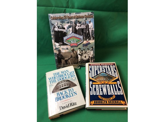 3 Books- Brooklyn And L. A. Dodgers Baseball