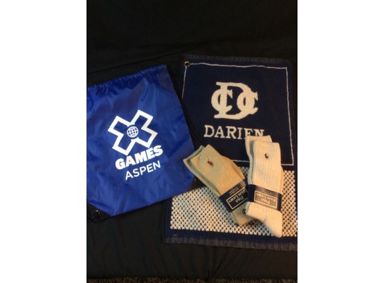 Ralph Lauren Polo Socks, Golf Towel, Aspen Games Drawstring Bag