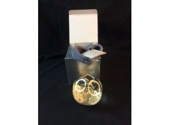 Golden Flow Studios Hand Blown Glass Paperweight With Pure Silver Leaf