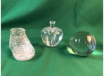2 Waterford Crystal Paperweights 1 Tiffany