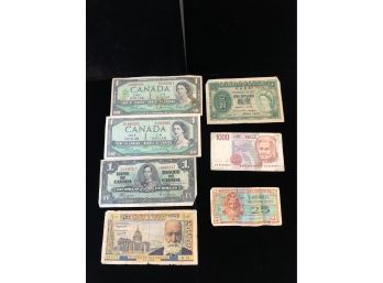 Assorted Paper Bank Notes Canada Etc