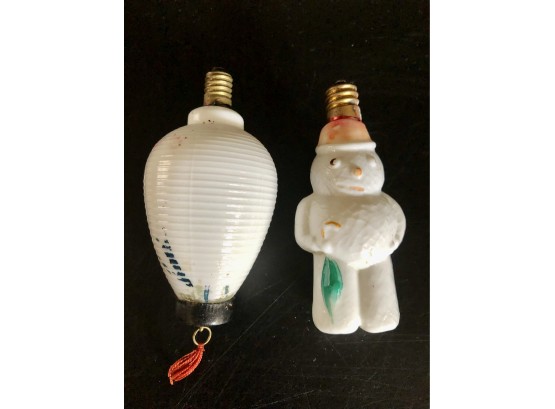 Circa 1920s Christmas Bulbs- Snowman, Japanese Lantern