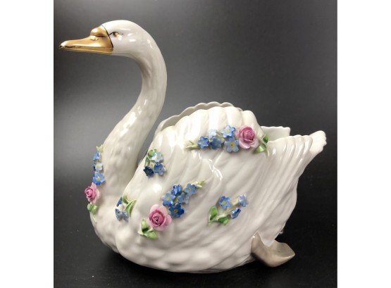 Von Schierholz Germany Porcelain Swan Figure Planter