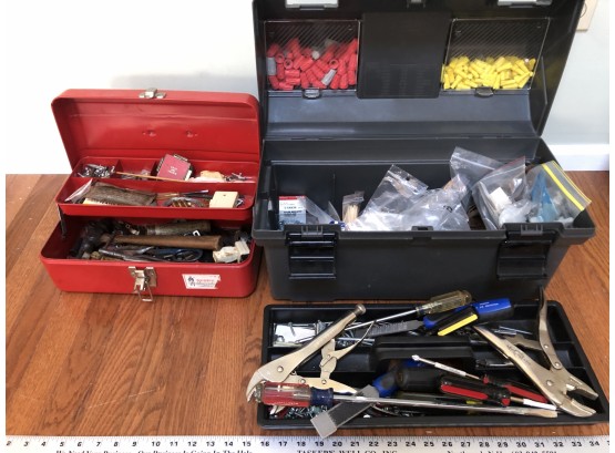 2 Toolboxes With Tools, Hardware, Electrical Supplies