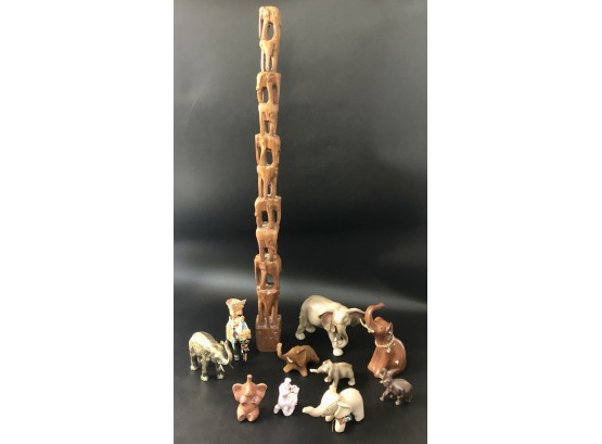 Collection Of Elephant- Wooden,  Ceramic, Metal, Fabric