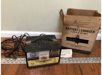 Vintage Six Amp Battery Charger With Box, Untested