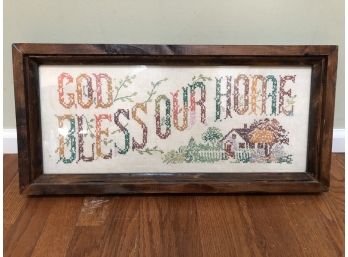 Embroidered God Bless Our Home Picture, 24 X 12