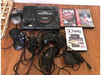 Sega Genesis Video Game Console With Controllers And Three Games, Untested