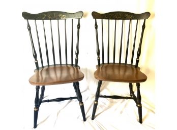 Pair Of Stenciled Windsor Chairs