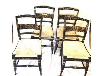 4 Hitchcock Style Stenciled Chairs