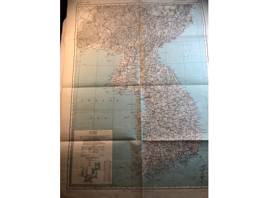 Korean Map From Korean War 1950's.