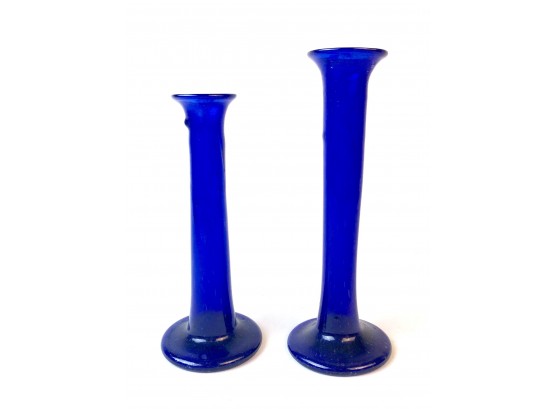 Cobalt Blue Blown Glass Vases From Afghanistan
