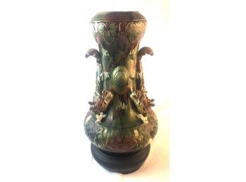 Vintage Chinese  Majolica Dragon Vase
