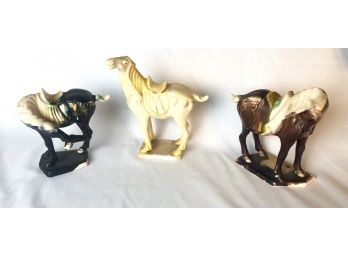 Three Chinese Porcelain Horses-B