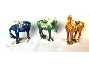 Three Chinese Porcelain Horses-A